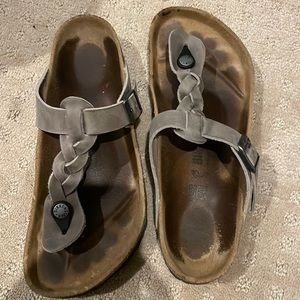 Birkenstock Gizeh Braided in Iron.  Good used condition!